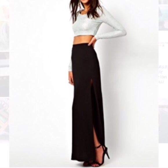 asos black maxi skirt